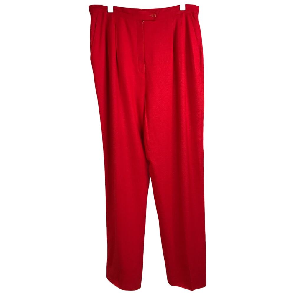 Better Bottom Pants Womens W16" x‎ L40" Bright Red Classic Trouser Pleated Front